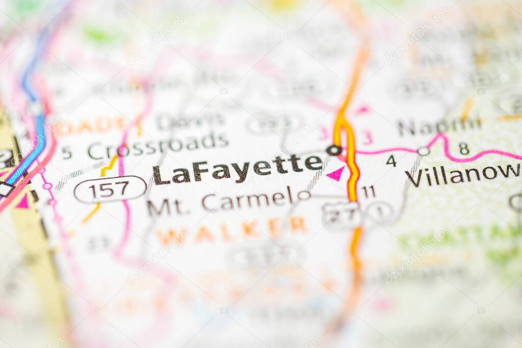 LaFayette. Georgia. USA on the map