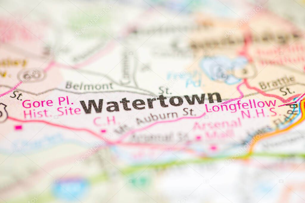 Watertown. Boston. Massachusetts. USA on the map