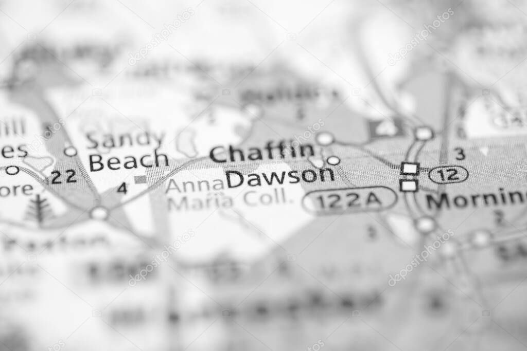 Dawson. Massachusetts. USA on the map