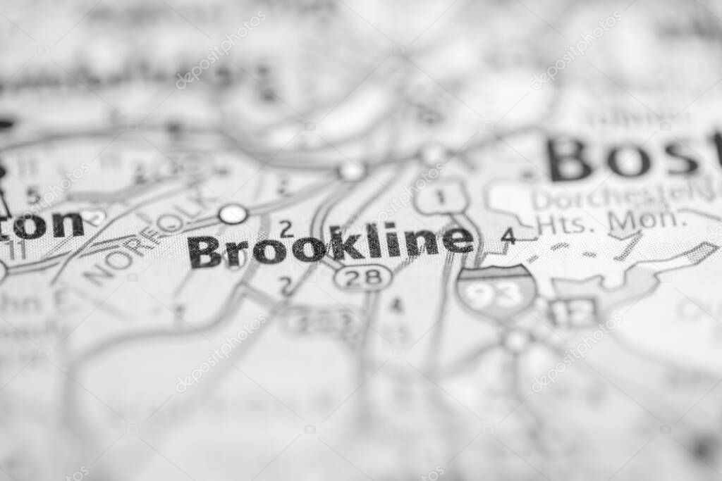 Brookline. Massachusetts. USA on the map