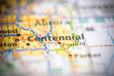 Centennial. Colorado. USA on the map clipart