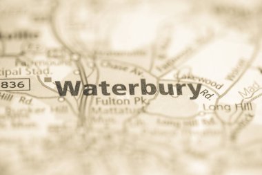 Waterbury. Connecticut. USA on the map clipart