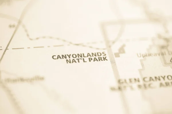 Εθνικό Πάρκο Canyonlands Γιούτα Ηπα Στο Χάρτη — Φωτογραφία Αρχείου