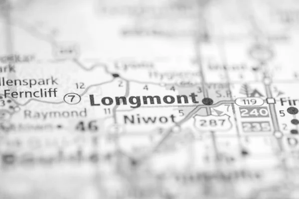 Λόνγκμοντ Κολοράντο Ηπα Στο Χάρτη — Φωτογραφία Αρχείου