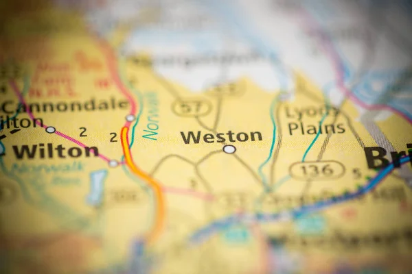 ウェストン コネティカット 地図上のアメリカ — ストック写真