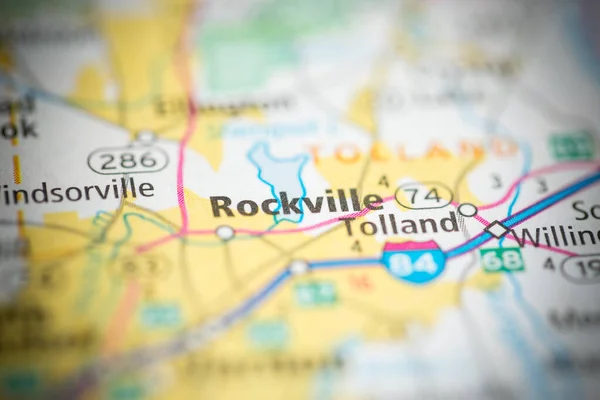 洛克维尔康涅狄格州地图上的美国 — 图库照片