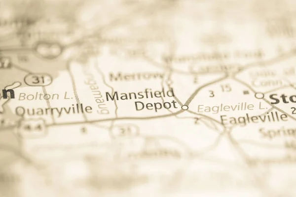 Mansfield Raktár Connecticutban Usa Interaktív Térképen — Stock Fotó