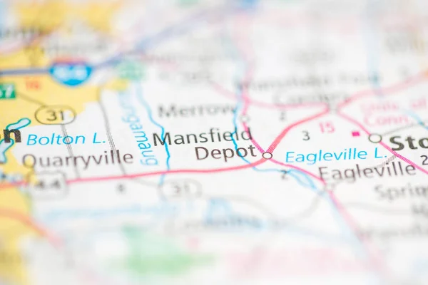 曼斯菲尔德仓库康涅狄格州地图上的美国 — 图库照片