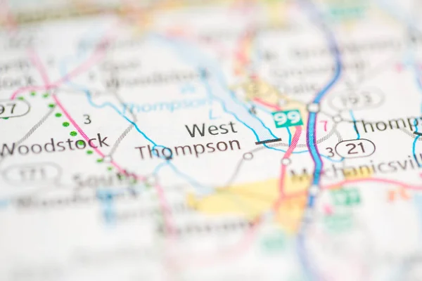 西トンプソン コネティカット 地図上のアメリカ — ストック写真