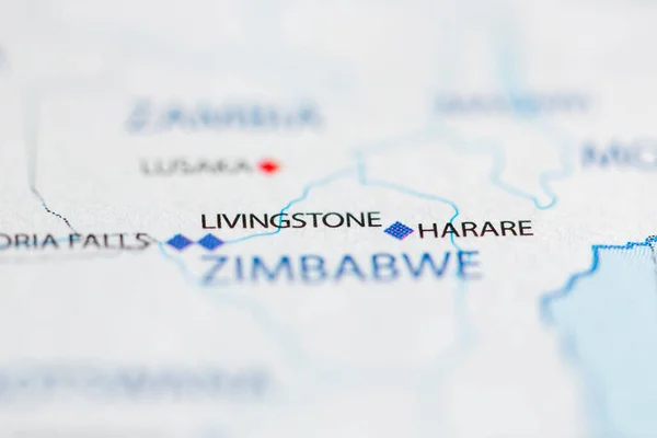 Livingstone Zambia Sulla Mappa — Foto Stock