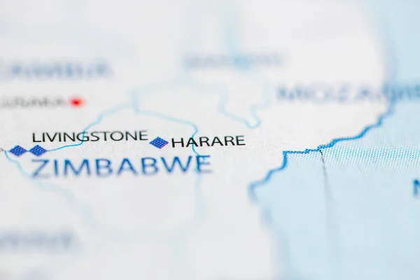 Harare Zimbabwe Sulla Mappa — Foto Stock