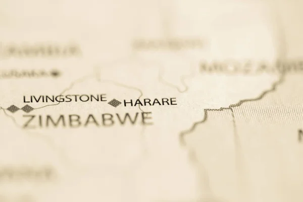 Harare Zimbabwe Sulla Mappa — Foto Stock
