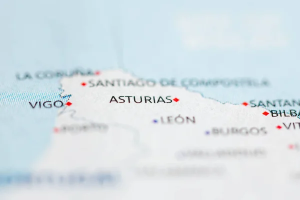 Asturias.  Spain on the map