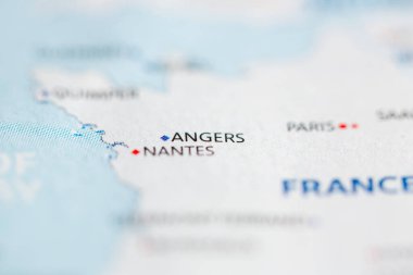 Angers. France on the map clipart