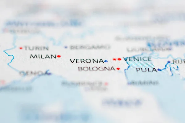 Βερόνα Ιταλία Στο Χάρτη — Φωτογραφία Αρχείου