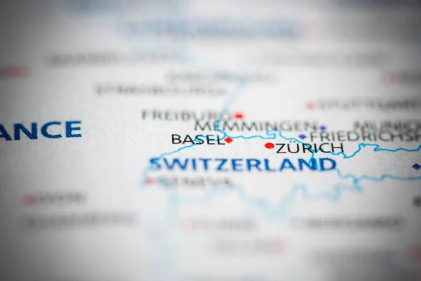 Basel Schweiz Auf Der Karte — Stockfoto