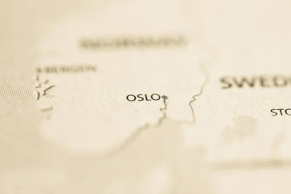 Oslo Norvegia Sulla Mappa — Foto Stock