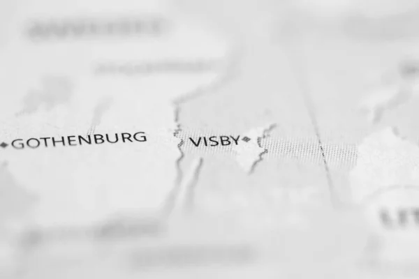 ヴィスビー スウェーデン地図上で — ストック写真