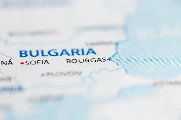 Bourgasz Bulgária Interaktív Térképen — Stock Fotó