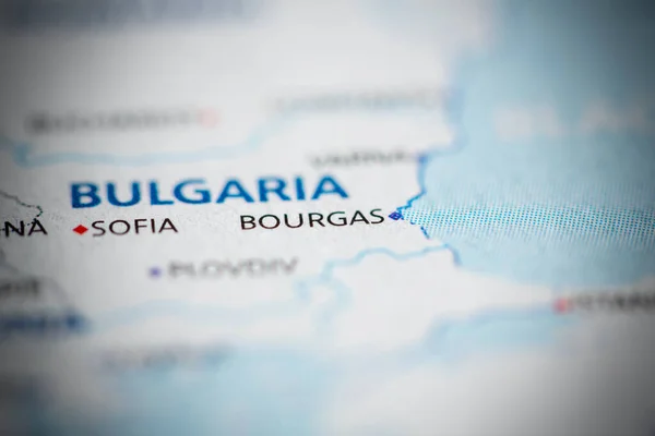Bourgasz Bulgária Interaktív Térképen — Stock Fotó