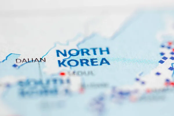 Βόρεια Κορέα Στο Χάρτη — Φωτογραφία Αρχείου
