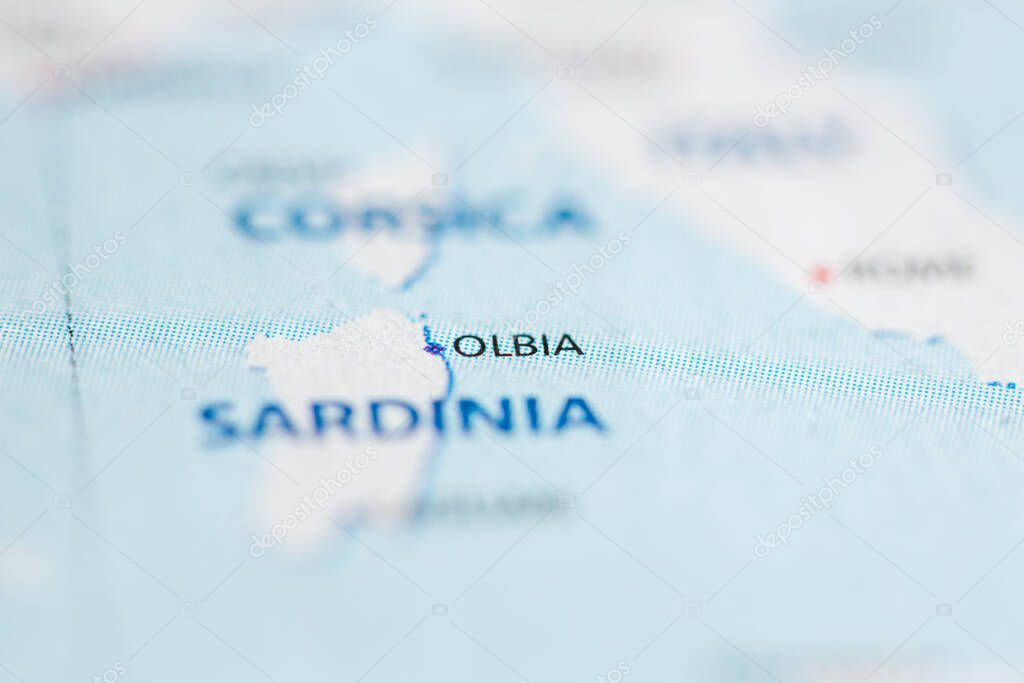 Olbia. Italy on the map