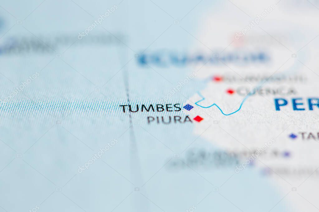 Tumbes. Peru on the map