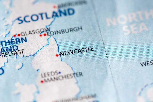 Newcastle City Auf Der Karte — Stockfoto