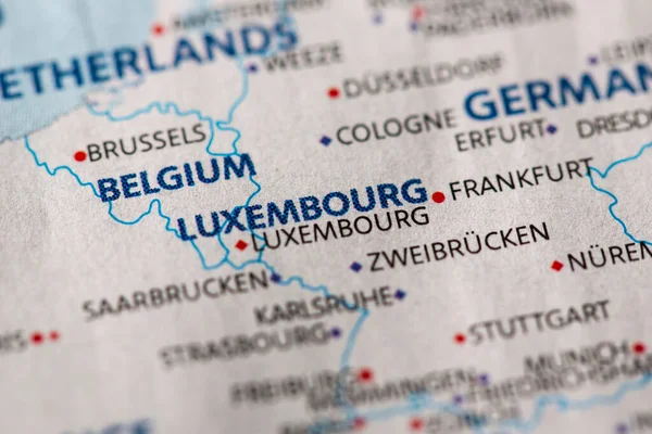 close-up of Luxembourg geographical map of the city