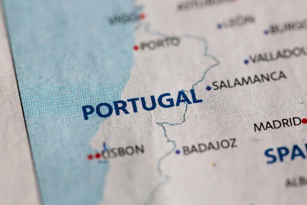 close-up of Portugal geographical map of the city