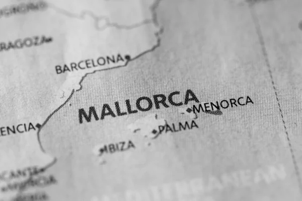 close-up of Mallorca geographical map of the city