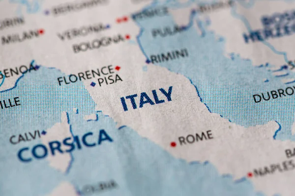 都市のイタリアの地理地図のクローズアップ — ストック写真