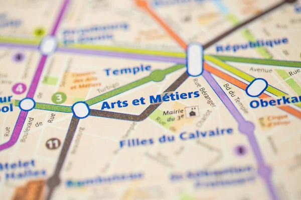 Arts de Metiers Station. 3rd Line. Paris. France on the map