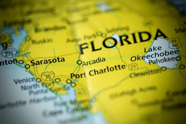 Arkadia Floryda Stany Zjednoczone Mapie — Zdjęcie stockowe
