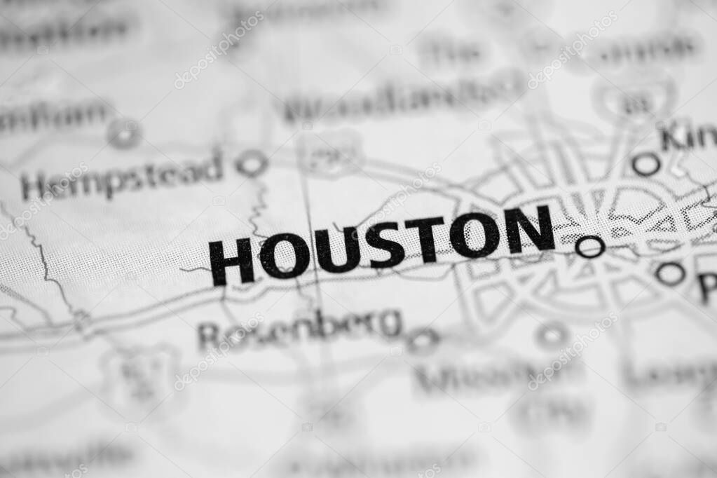 Houston. Texas. USA on the map
