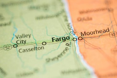 Fargo. North Dakota. USA on the map clipart