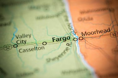 Fargo. North Dakota. USA on the map clipart