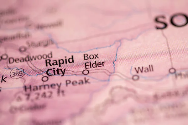 Box Elder. South Dakota. USA on the map