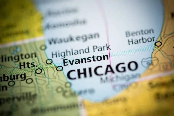 Det Evanston Illinois Usa Kartan — Stockfoto
