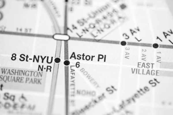 Astor Place Lexington Pelham Express Line Nyc Usa Map — Stock Photo, Image
