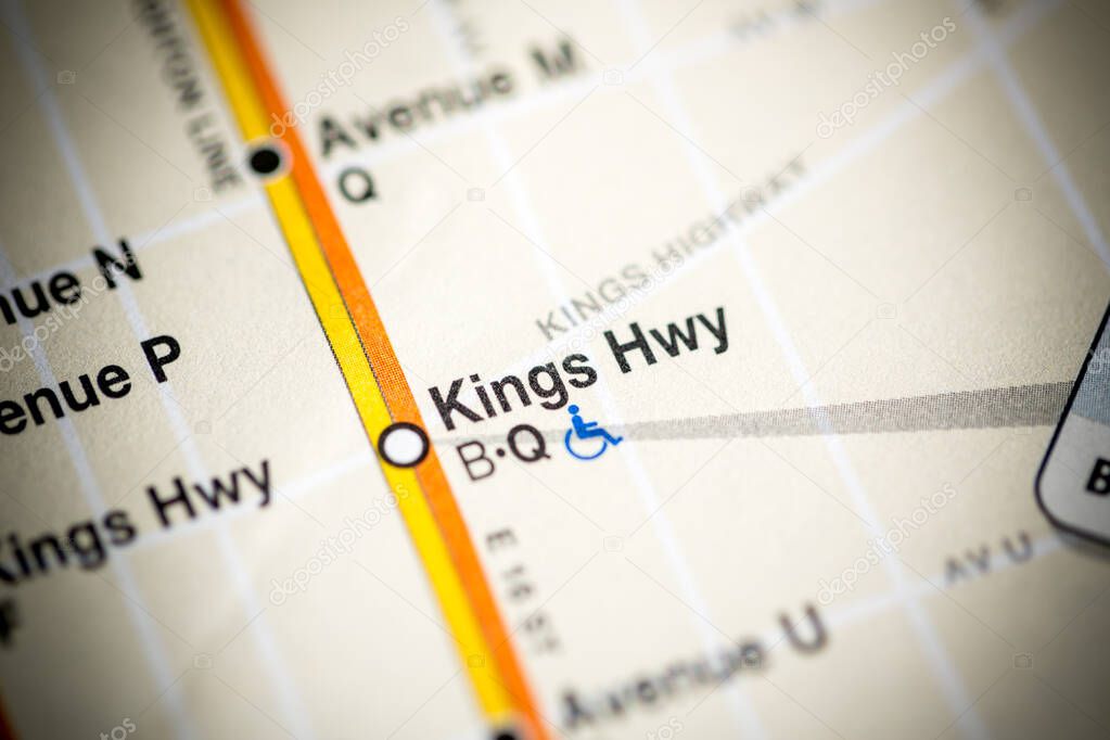 Kings Hwy. 6 Av/Central Park West/Queens Blvd/Myrtle Blvd Line.  on the map