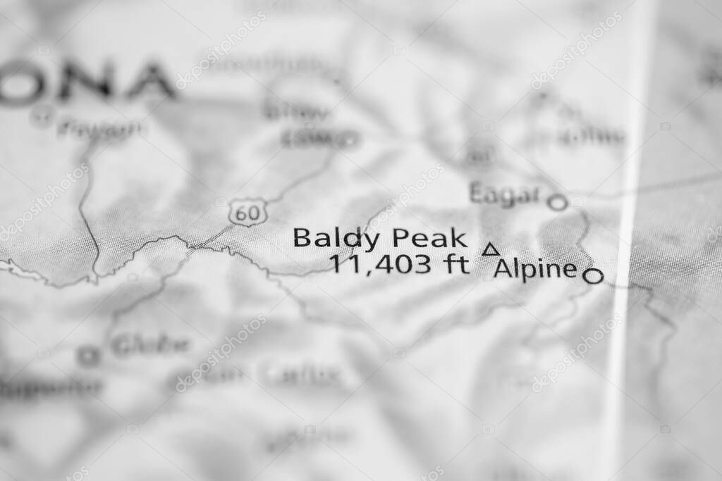 Baldy Peak. Arizona. USA on the map