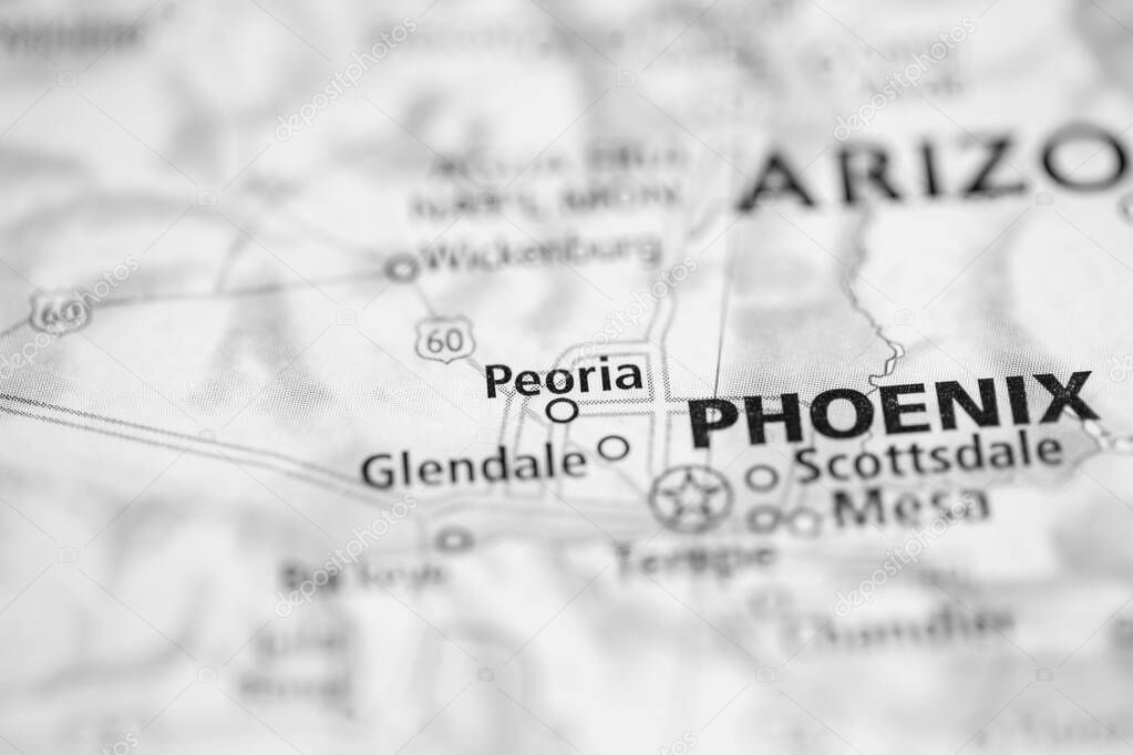 Peoria. Arizona. USA on the map