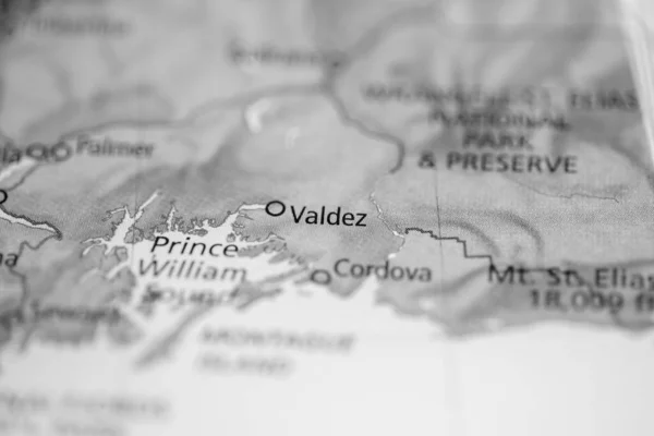 Valdez Alaska Usa Auf Der Karte — Stockfoto