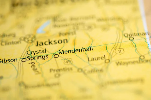 メンデンホール ミシシッピ州 地図上のアメリカ — ストック写真