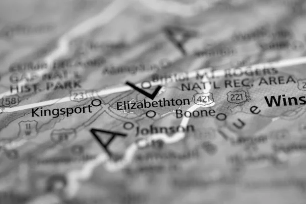 Elizabethon Tennessee Eua Mapa — Fotografia de Stock