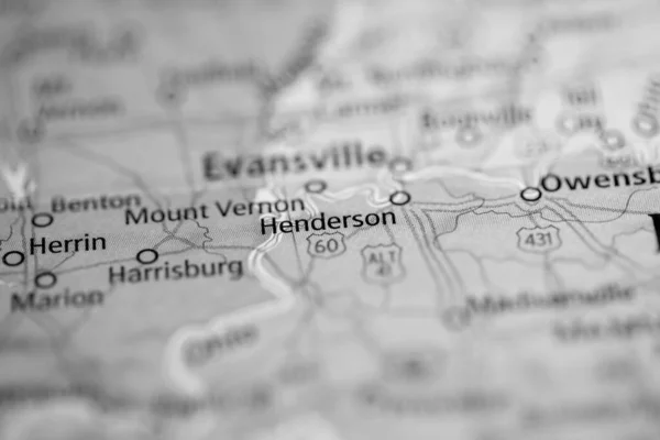 ヘンダーソンだ ケンタッキー州 地図上のアメリカ — ストック写真