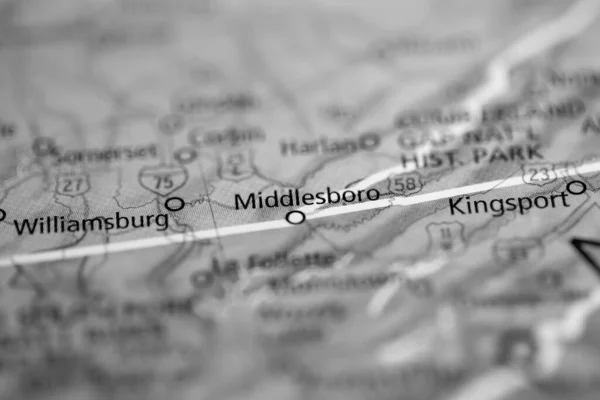 ミドルボロだ ケンタッキー州 地図上のアメリカ — ストック写真