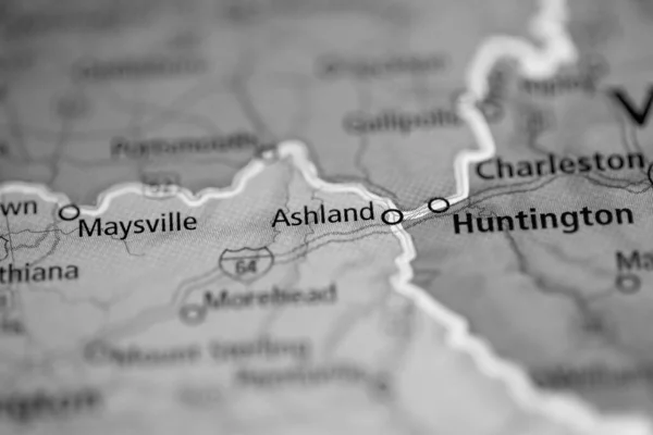 Ashland Kentucky Eua Mapa — Fotografia de Stock