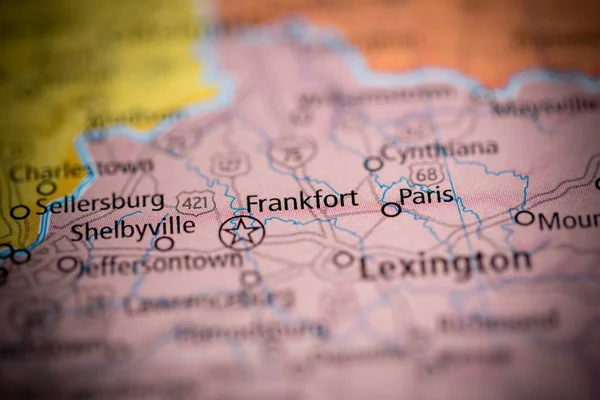 Frankfort Kentucky Usa Mapě — Stock fotografie